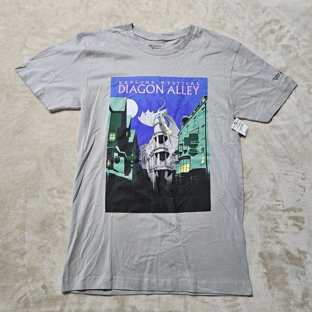Universal Studios Harry‎ Potter Diagon Alley Graphic T-Shirt Grey Small NWT